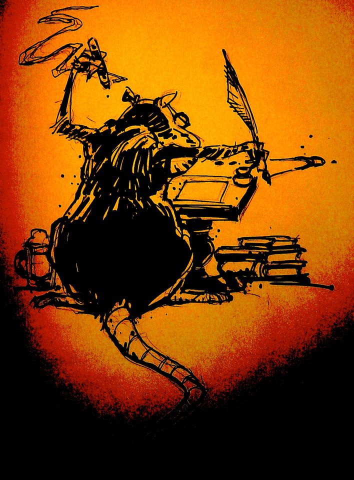 rat writing furiously